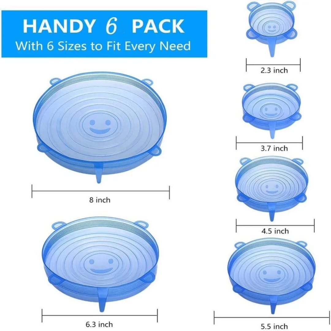 Set de 6 tapas de silicona ajustables para alimentos