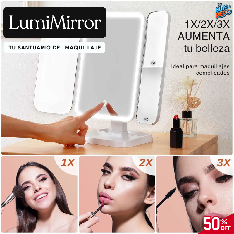 LumiMirror ✨ - Triple Espejo LED Para Maquillaje 💄🌟 RP