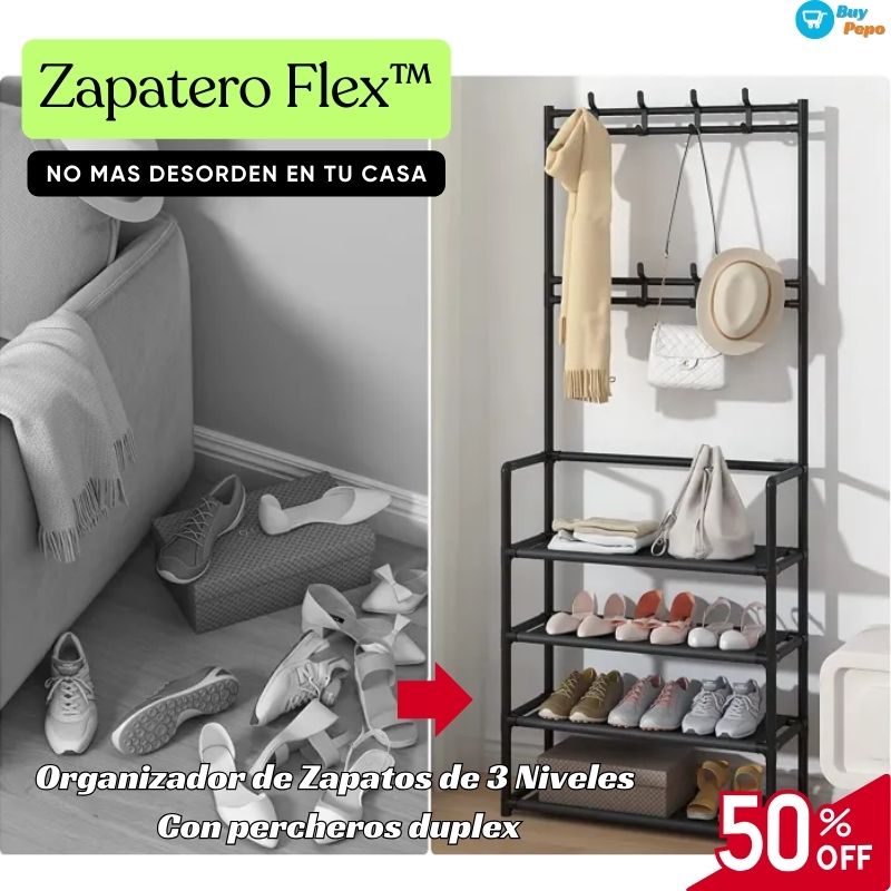 Zapatero Flex™ 👟 - Organizador de zapatos con percheros 🧥👠