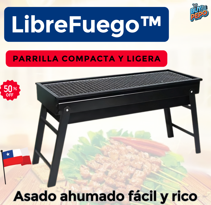 LibreFuego™ 🥩 - Parrilla Compacta y Ligera 🌿