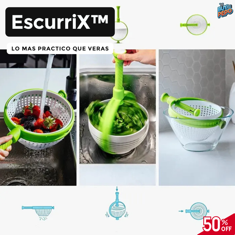 EscurriX™ 🌀🥗 - Centrífuga Escurridor de Frutas 🍓 y Verduras 🥬