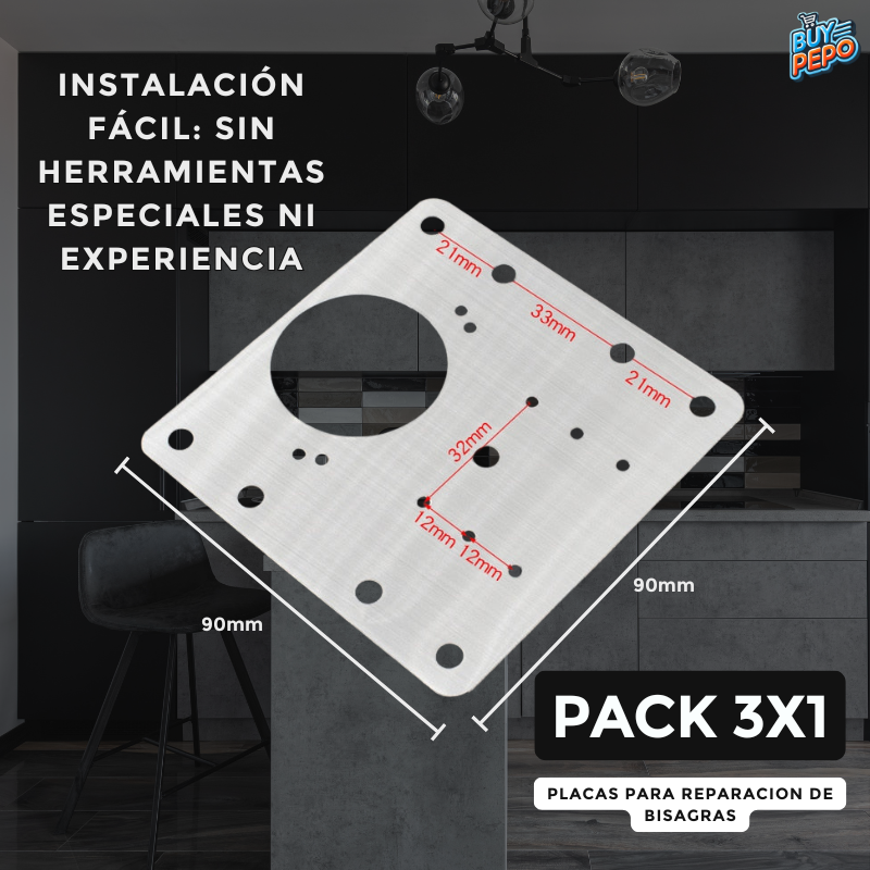 🚨PACK 3X1🚨-Placa Para Reparación de Bisagras🪑