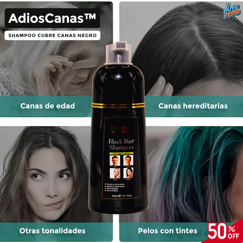 Shampoo Cubre Canas - 👩🦳 Negro Unisex 400ml 🧴
