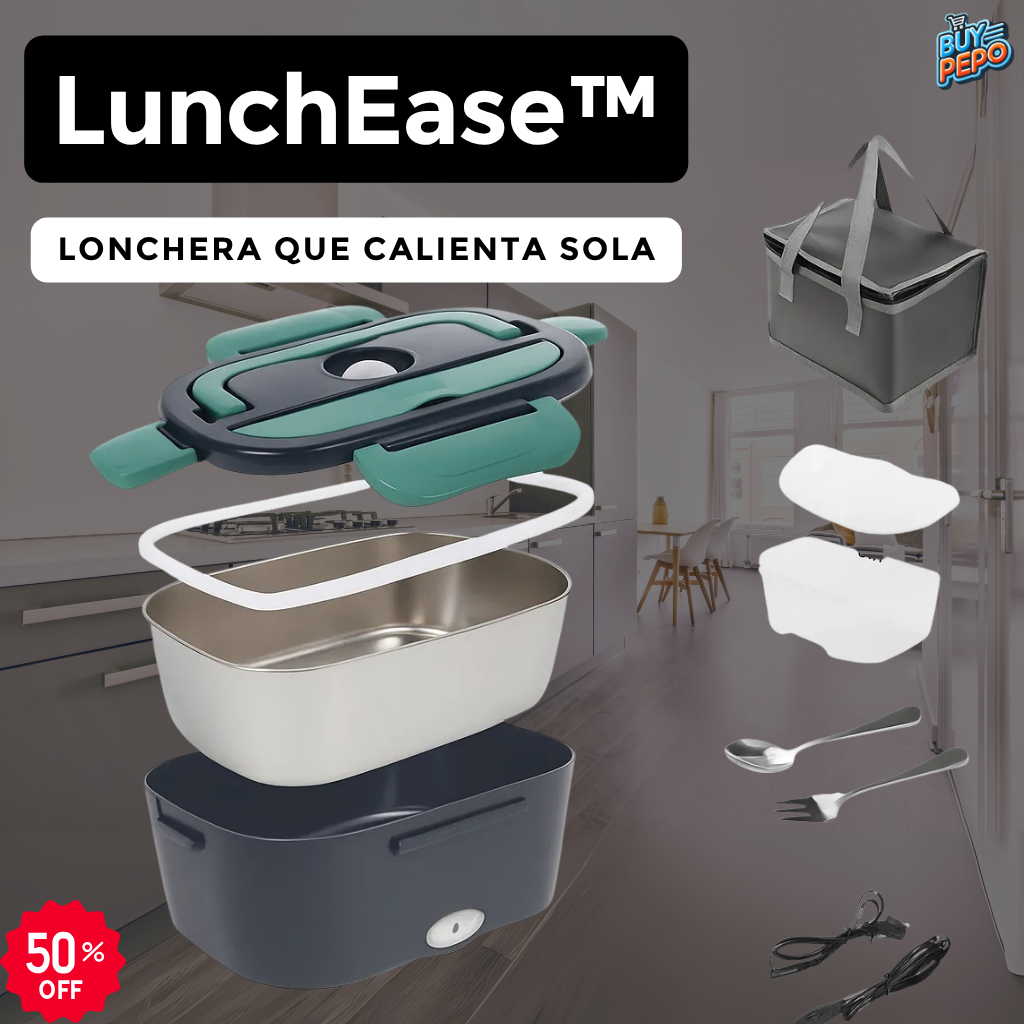 LunchEase™ - Lonchera de acero que calienta sola ⚡