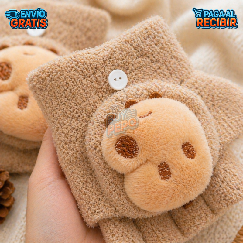 FluffyCapy™ 🧸 - guantes infantiles abrigo ❄️