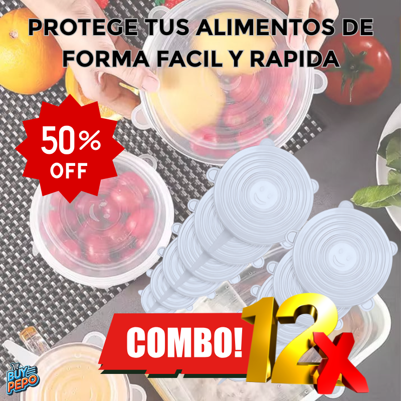 🚨COMBO 12UN🚨 – Tapas Elásticas Reutilizables 🥣♻️