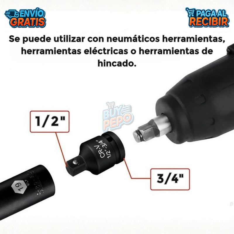 ImpactPro™ ⚡ - Kit de 6 Adaptadores Para Dados - Grado Impacto 🔩