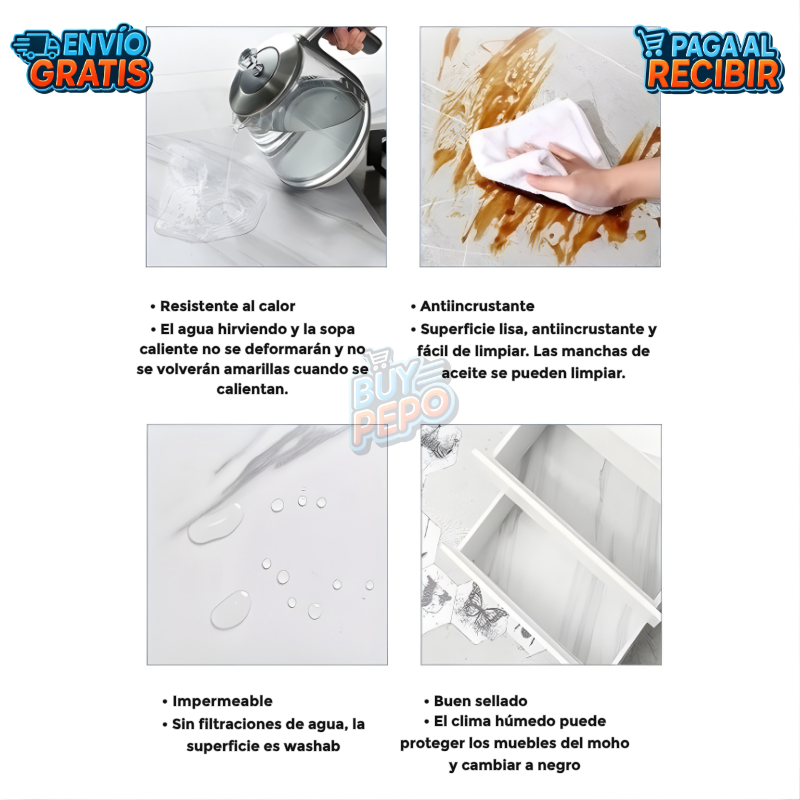 MarmoFlex™ 🏡 - Rollo vinil 10mt 🧱