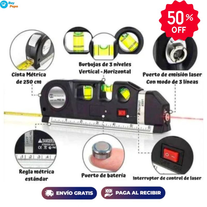 NiveLaser 4X™ 🛠️✨ – 📏 Mide, nivela y alinea con tecnología 4 en 1 🎯