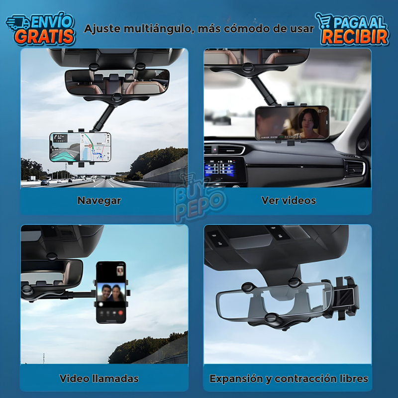 MirrorGrip™ 🚗 - Soporte retrovisor móvil 📱