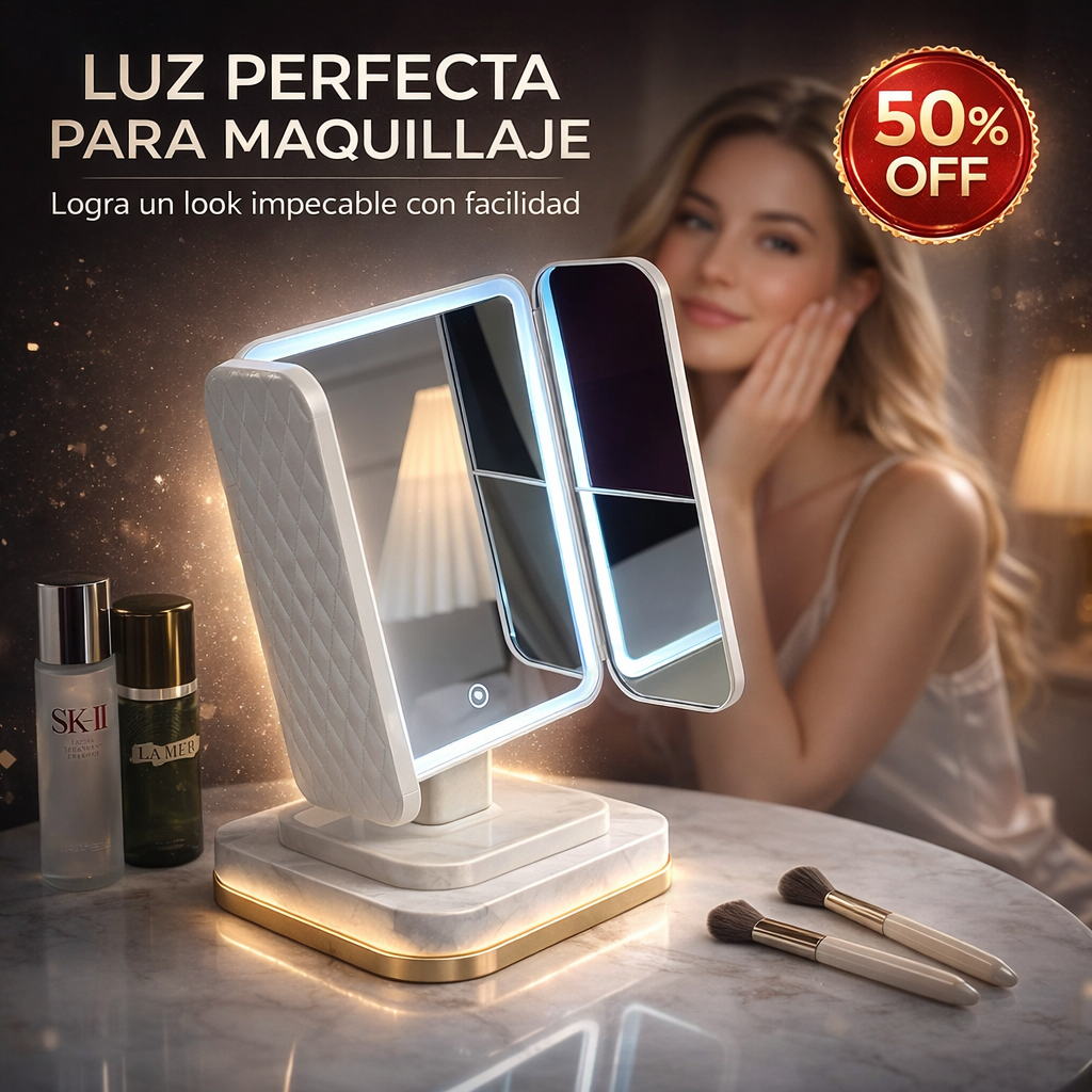 LumiMirror ✨ - Triple Espejo LED Para Maquillaje 💄🌟