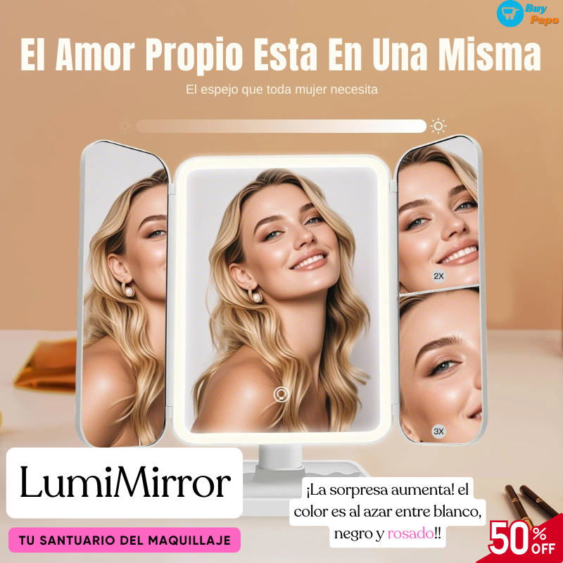 LumiMirror ✨ - Triple Espejo LED Para Maquillaje 💄🌟 MDay