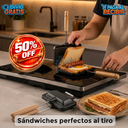 FlipChef™ 🍳 - Sartén doble sandwiches 🥪