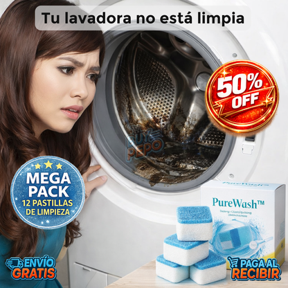 PureWash™ 🫧 - 12 Pastillas limpieza lavadora 🧼