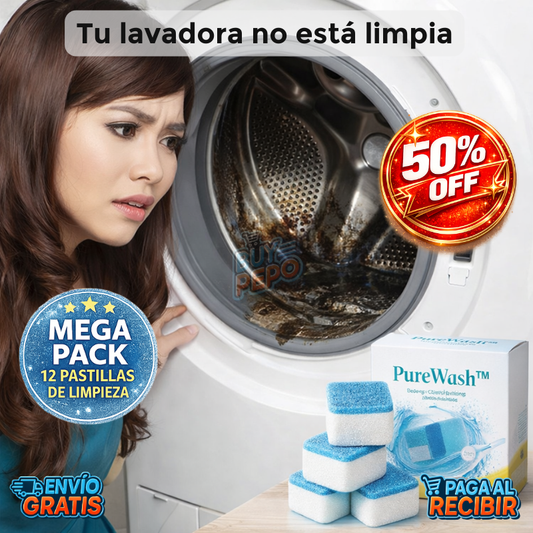 PureWash™ 🫧 - 12 Pastillas limpieza lavadora 🧼