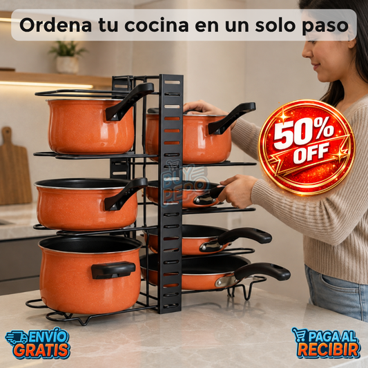 PotOrganizer™ 🍳 - Organizador de ollas ajustable ✨