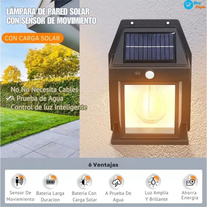 LAMPARA SOLAR 🌞💡 de Pared - Con Sensor Activo ✨🌿