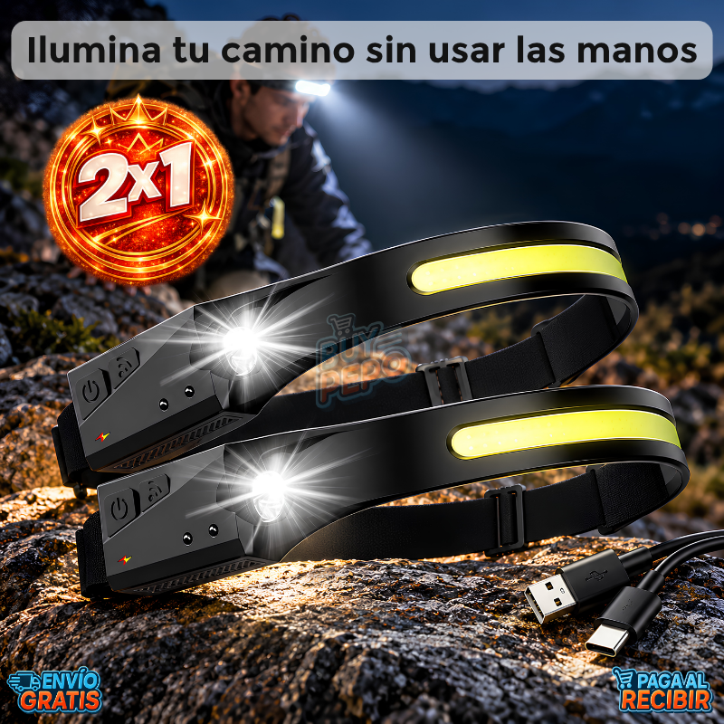 UltraView™ 💡 - Linterna frontal 230° 🔦