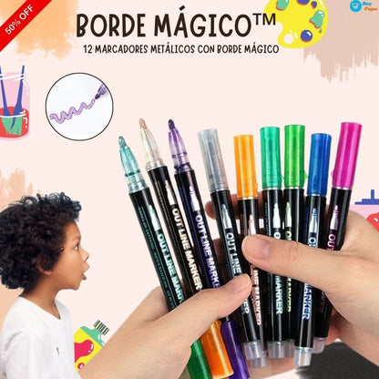 🎨✨ BordeMágico™ – 12 Marcadores Metálicos con Borde Mágico 🖊️🌟