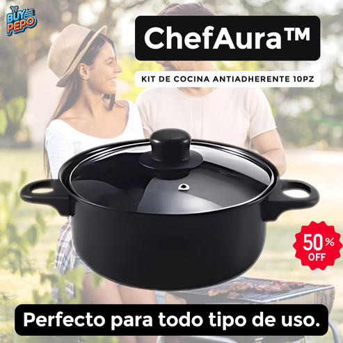 ChefAura™ 🍳 –  Kit De Cocina Antiadherente 10pz ✨