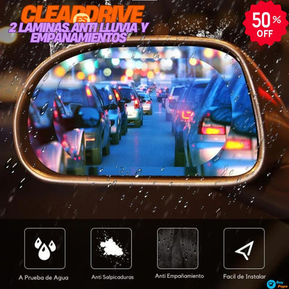 ClearDrive™ 🚗🔍 – 2x Láminas Antiempañantes para Espejos 💨✨