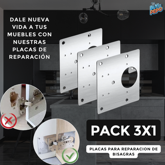 🚨PACK 3X1🚨-Placa Para Reparación de Bisagras🪑