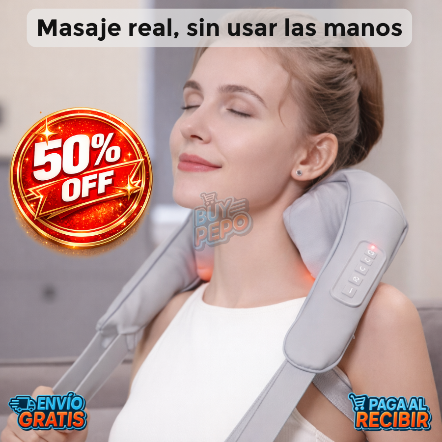 KneadFlow™ 🤲 - Masajeador cuello hombros 🌡️