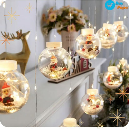 🎄✨ Guirnalda Cortina LED ✨💡 - 10 Esferas Navideñas 🎅