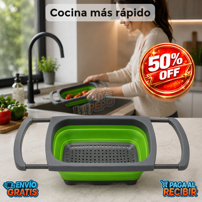 FlexDrain™ 🥗 - Colador extensible cocina 🍅
