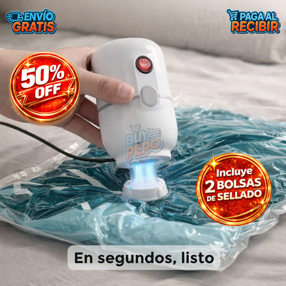 VacuPack™ 🌀 - Compresor + 2 bolsas para guardar ropa 👕