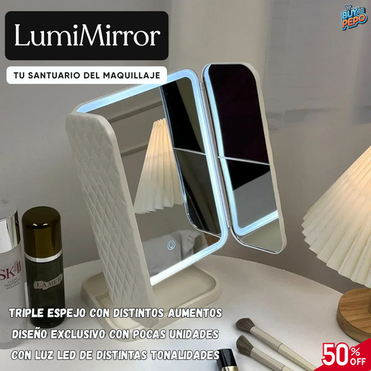 LumiMirror ✨ - Triple Espejo LED Para Maquillaje 💄🌟 RP