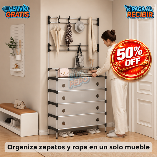 ShoeRack™ 👟 - Organizador de zapatos con perchero 🧥