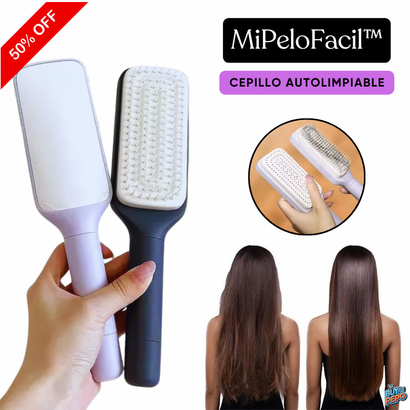 MiPeloFacil™ – 💆‍♀️ Cepillo Masajeador y Autolimpiante ✨🌀