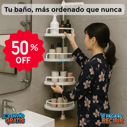 AquaTower™ 🚿 - Organizador esquinero ajustable 🧴