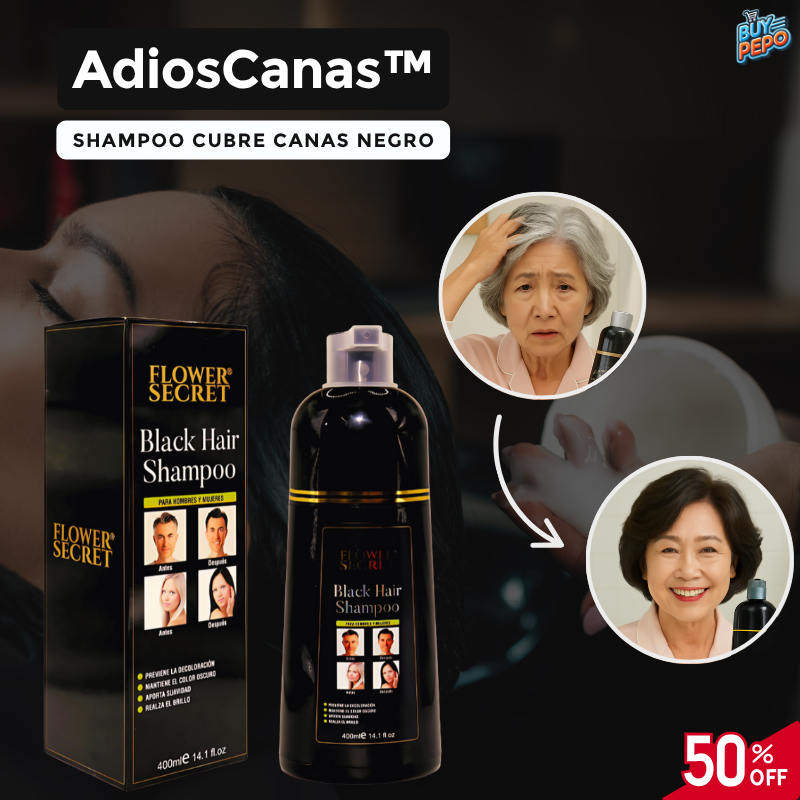 Shampoo Cubre Canas - 👩‍🦳 Negro Unisex 400ml 🧴