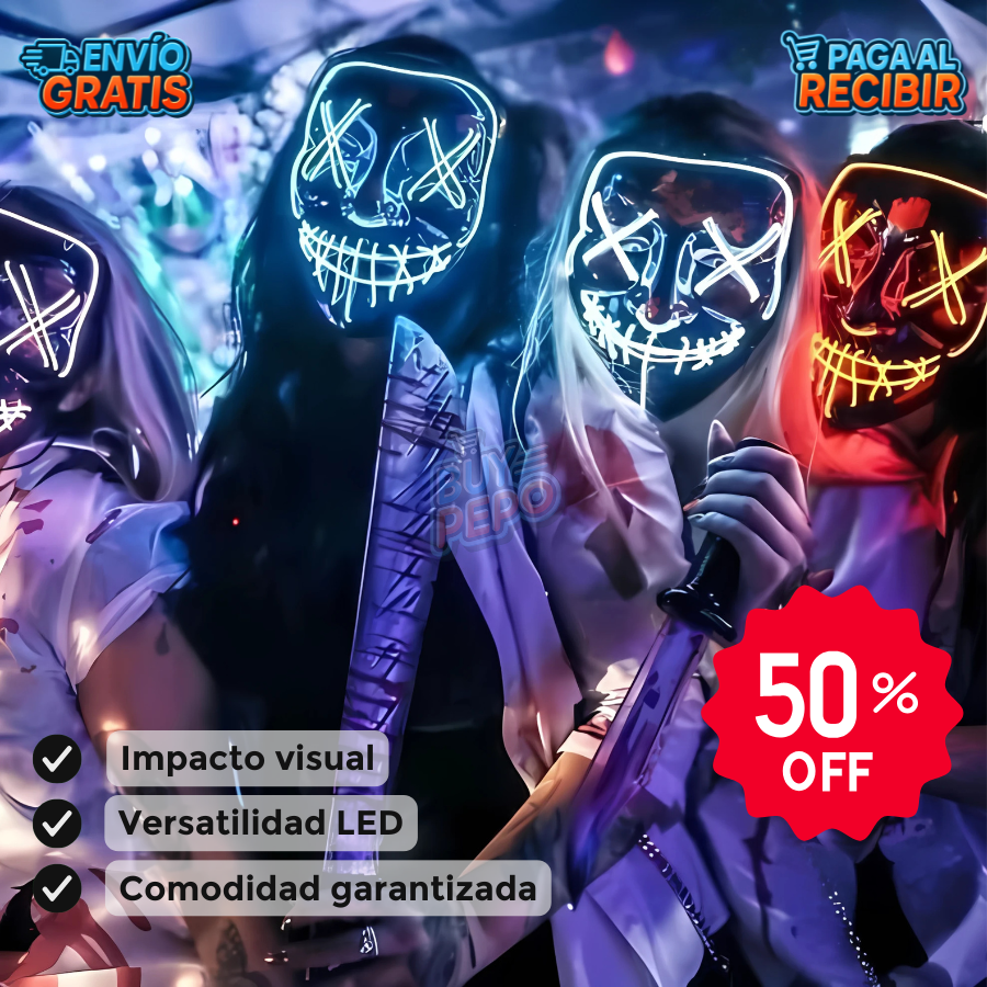 NightFright™ 💀 - Máscara LED Halloween 🎭