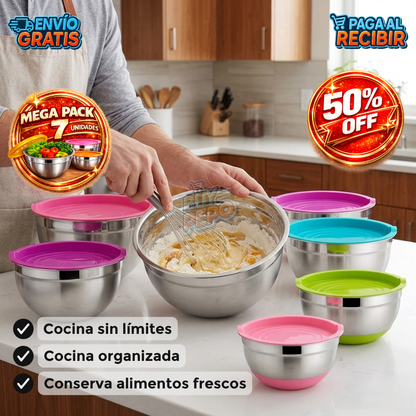 ChefStack™ 🍲 - Bowls Acero Con Tapa 🥗