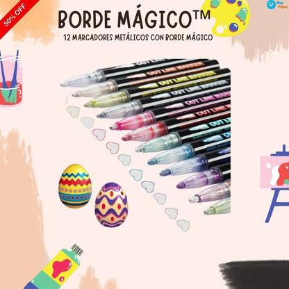 🎨✨ BordeMágico™ – 12 Marcadores Metálicos con Borde Mágico 🖊️🌟