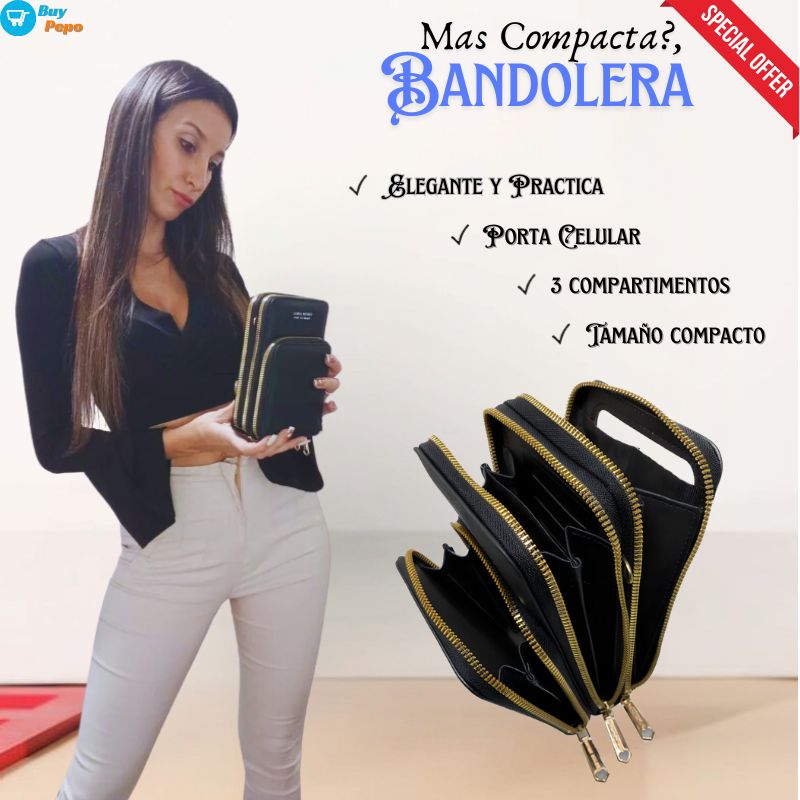 ✨ BANDOLERA® - 🎒 Cartera Compacta 3 Compartimentos 🧳✨