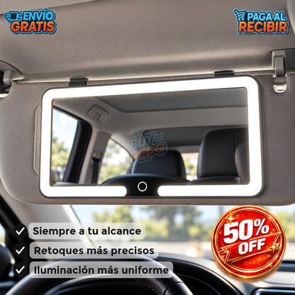 GlamDrive™ 💄 - Espejo LED para auto 🚗
