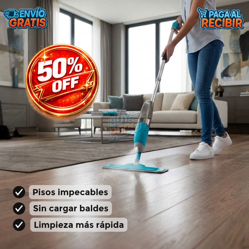 BrilloJet™ 💦 - Mopa rociadora limpia fácil 🧼