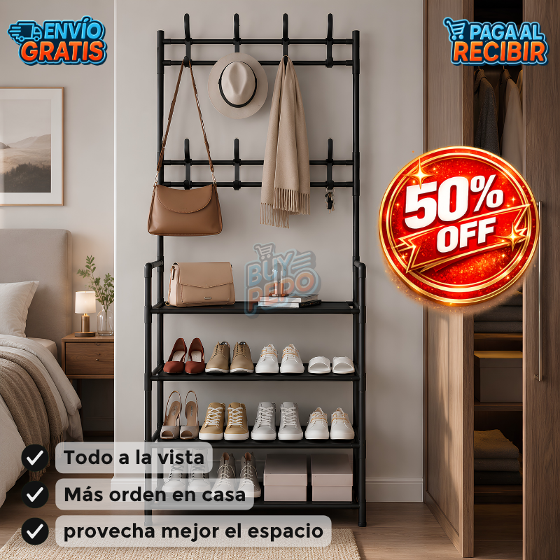 OrderRack™ 🏡 - Perchero organizador 4 niveles ✨