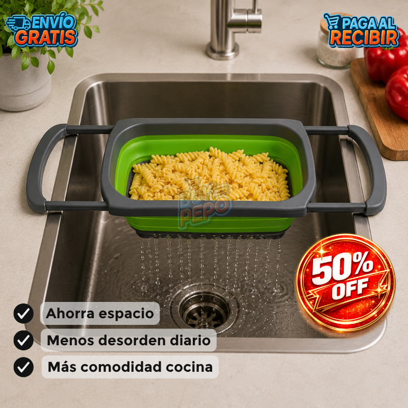FlexDrain™ 🥗 - Colador extensible cocina 🍅