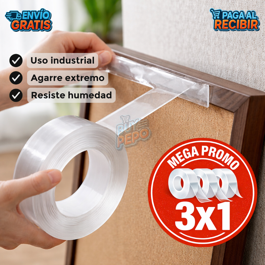 NanoGrip™ 🧲 – Cinta Adhesiva Ultra Fuerte 5mt 💥