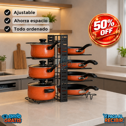PotOrganizer™ 🍳 - Organizador de ollas ajustable ✨