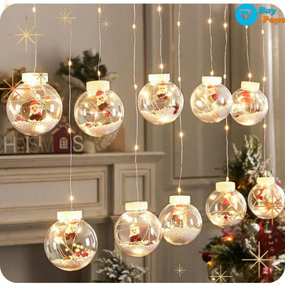 🎄✨ Guirnalda Cortina LED ✨💡 - 10 Esferas Navideñas 🎅