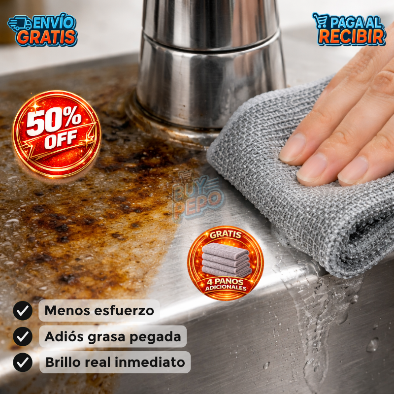 GrasoKill™ 🧽 - 5 Paños Aluminzados quita grasa 🧼