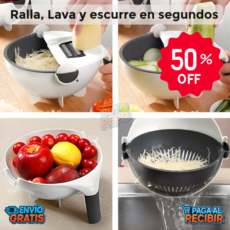 SpinBowl™ 🥗 - Rallador Colador Giratorio 360° ⚡
