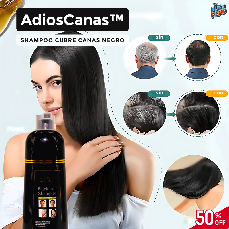 Shampoo Cubre Canas - 👩‍🦳 Negro Unisex 400ml 🧴