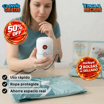 VacuPack™ 🌀 - Compresor + 2 bolsas para guardar ropa 👕